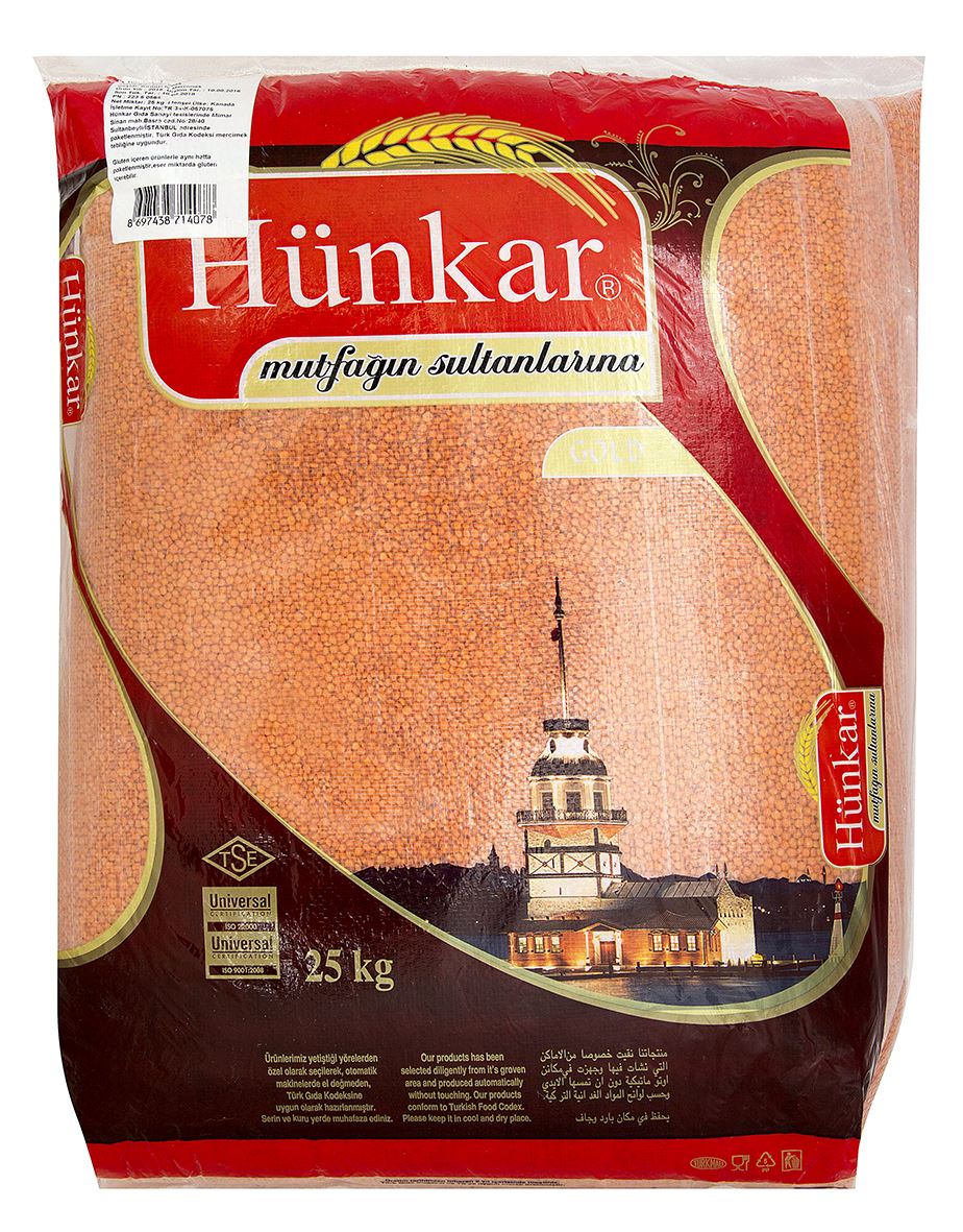 Hünkar Kırmızı Mercimek  25 Kg