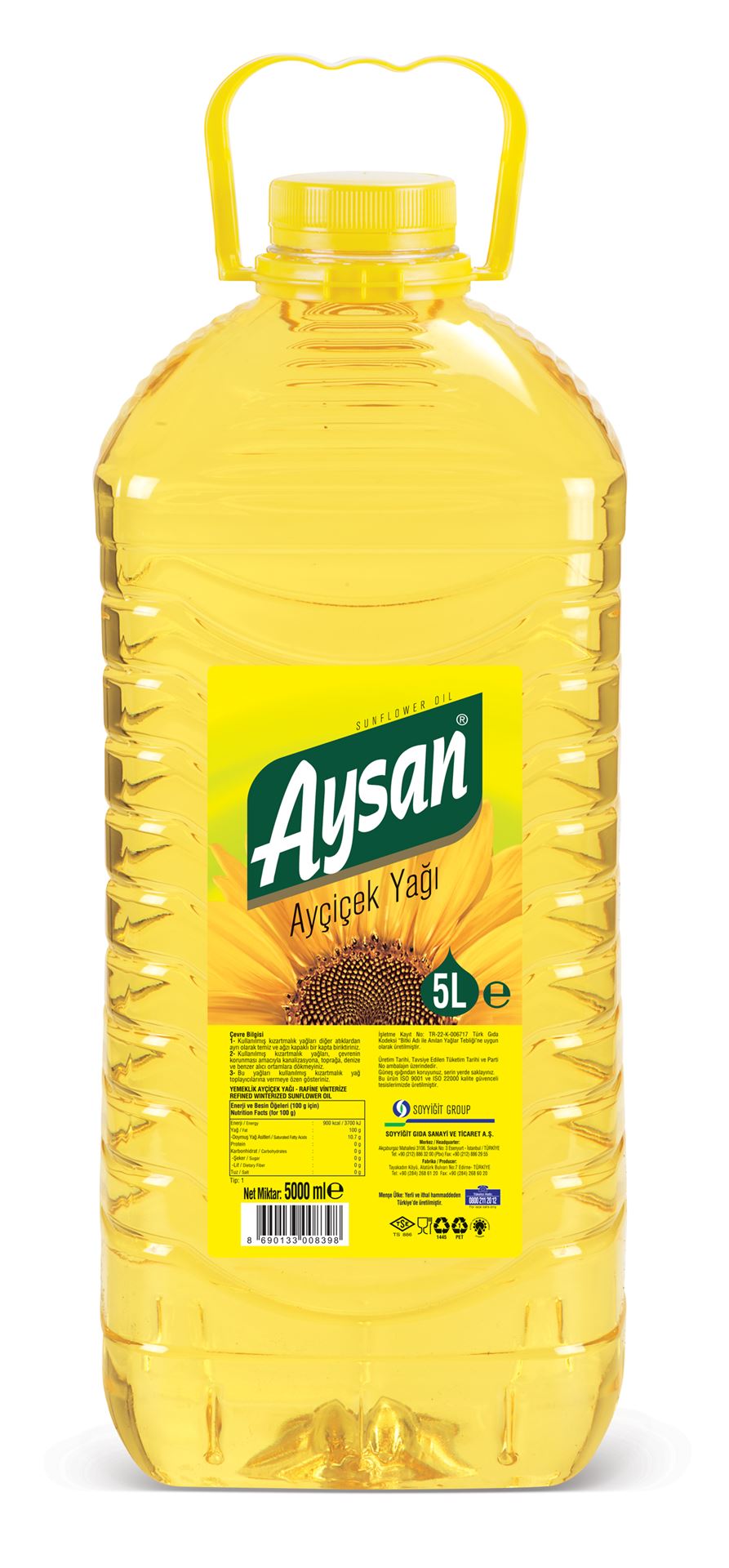 Aysan Ayçiçek Yağı Köşeli Pet 5L