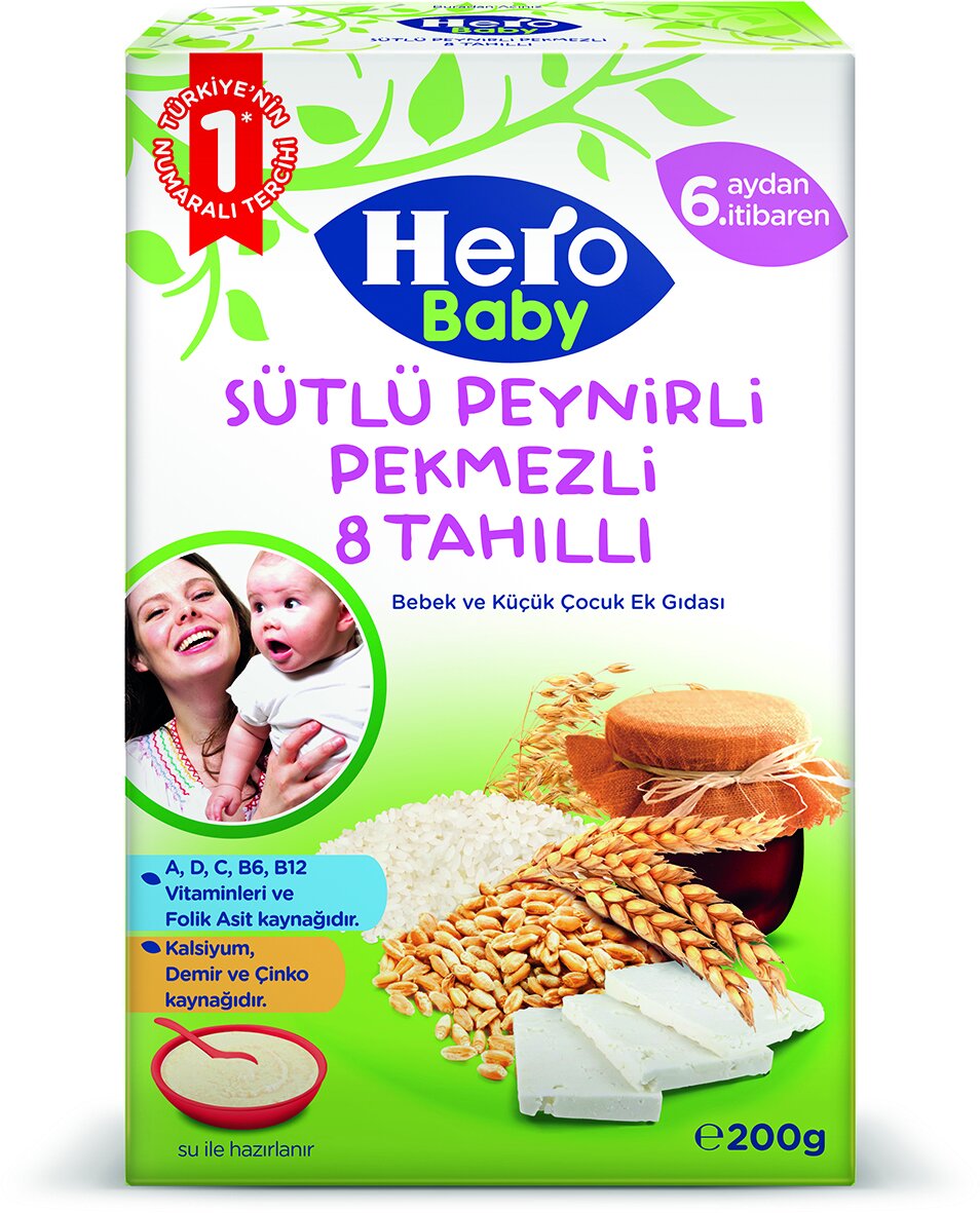 Hero Baby Sütlü 8Tahıllı Peynirli Pekmezli Eb 200G