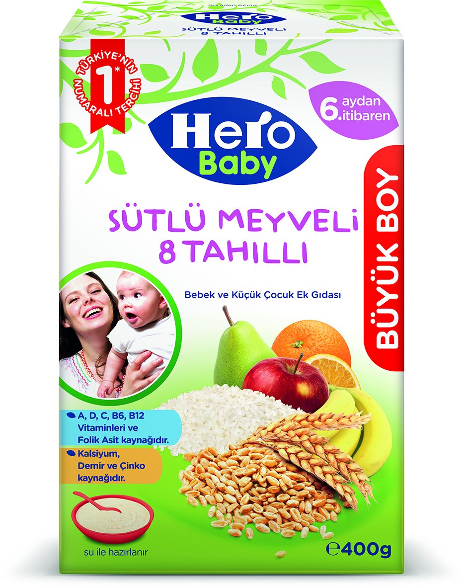 Hero Baby Sütlü 8 Tahıllı Meyveli Ek Besin 400 G