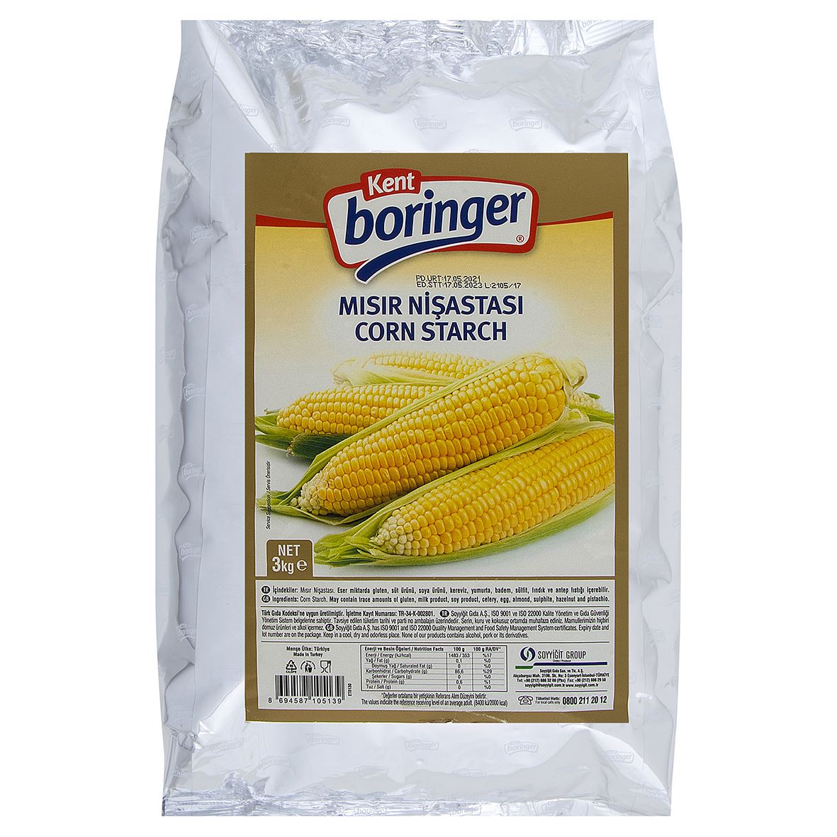 Kent Boringer Mısır Nişastası  3 Kg