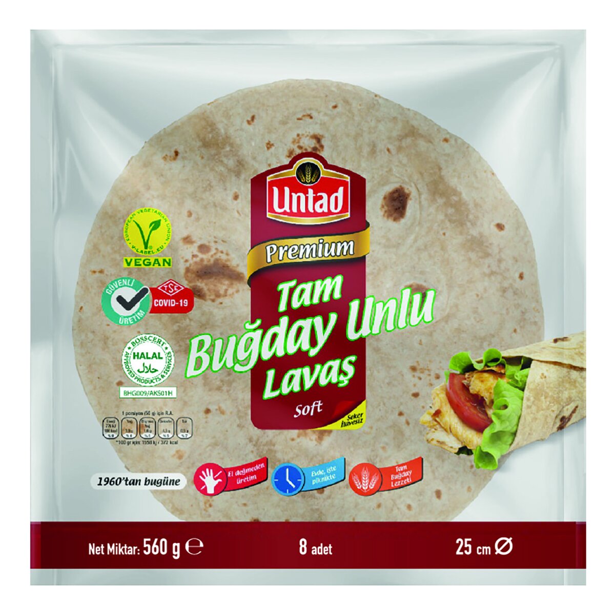 Untad Premium Tambuğday Unlu Lavaş 8Li 560 G