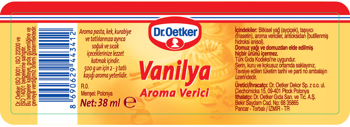 Dr.Oetker Sıvı Aroma Verici-Vanilya 38 Ml