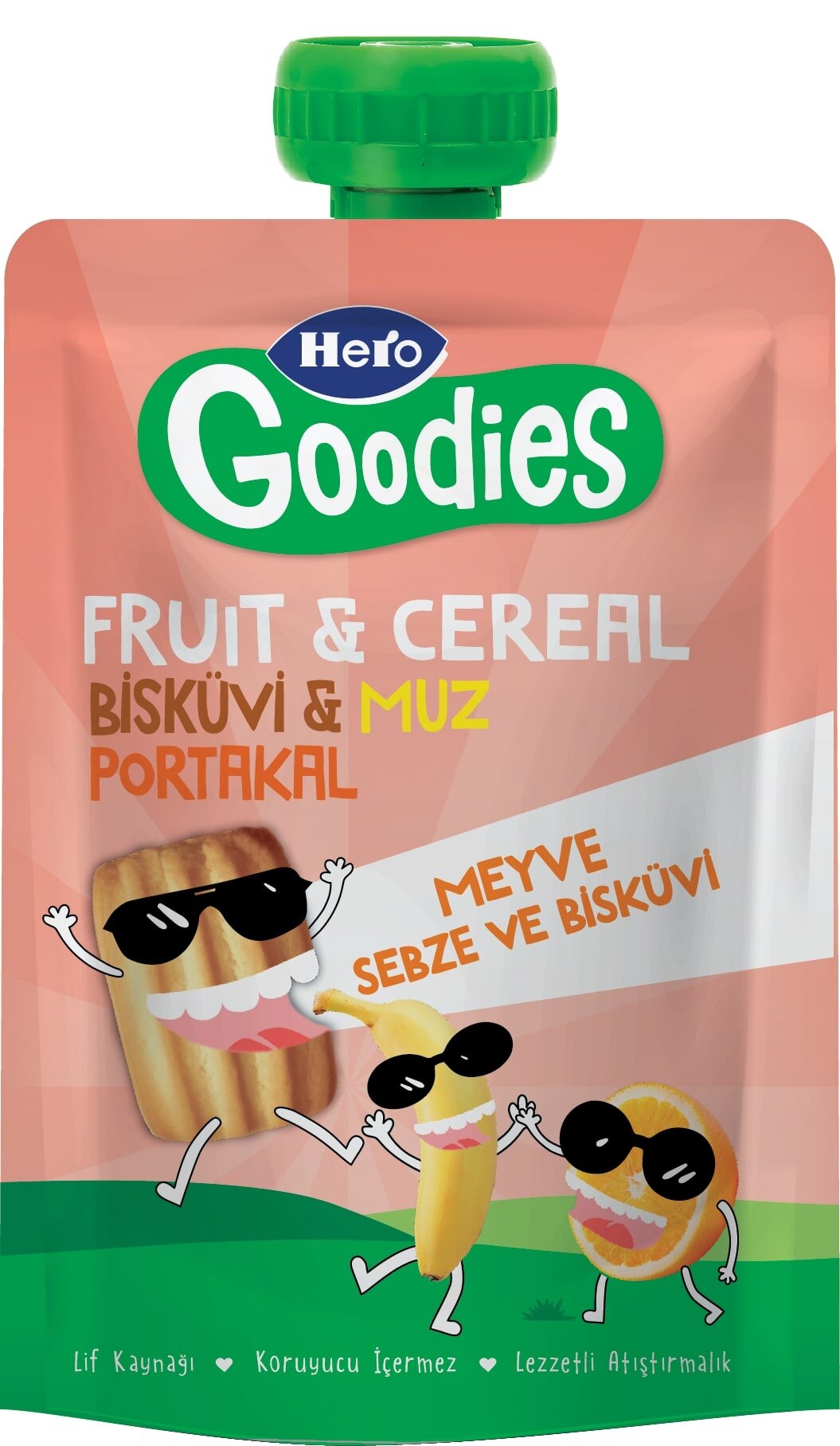 Hero Goodıes Bisküvi-Muz-Portakal Pouch 100G