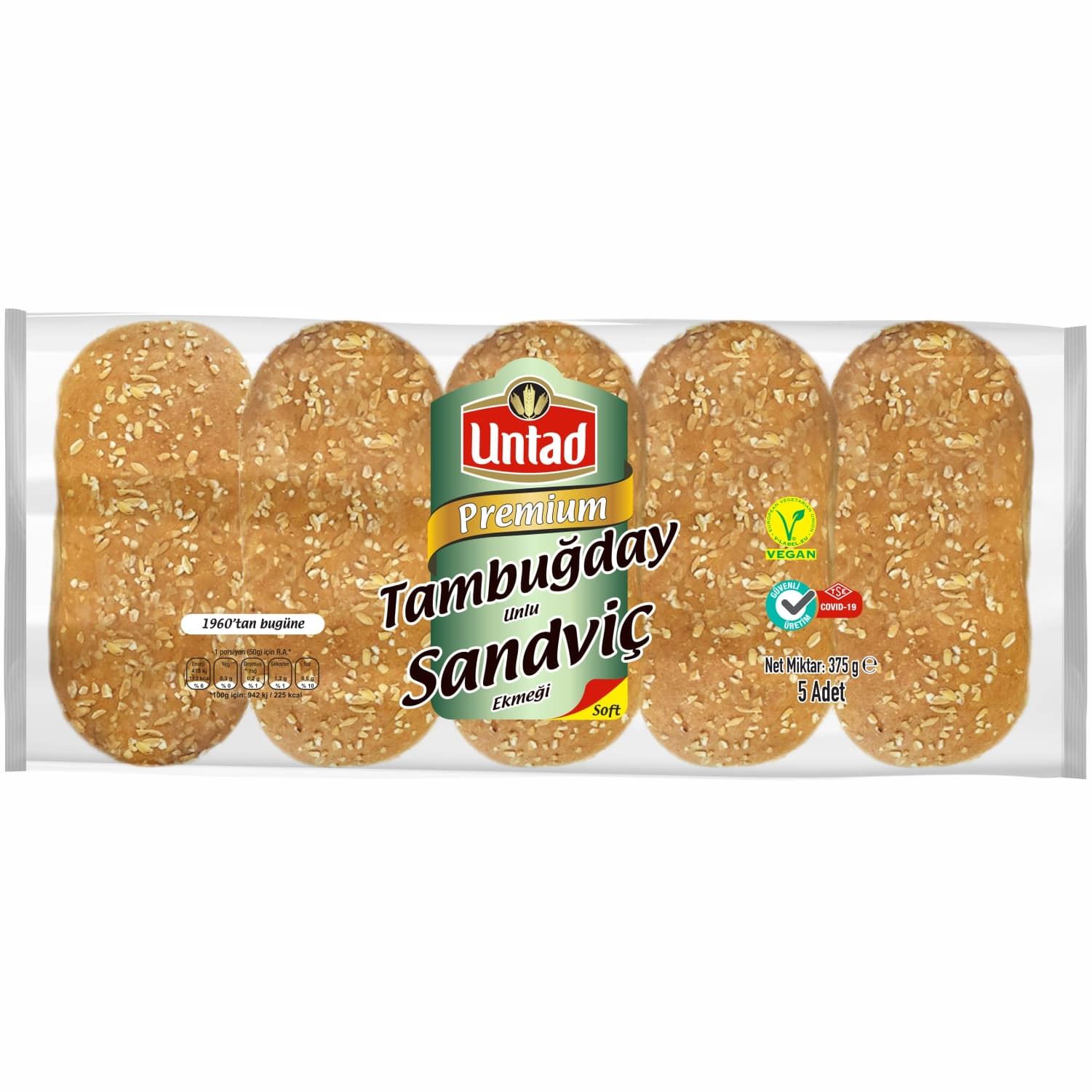 Untad Premıum Tambuğdaylı Sandviç Ekmeği 375 G