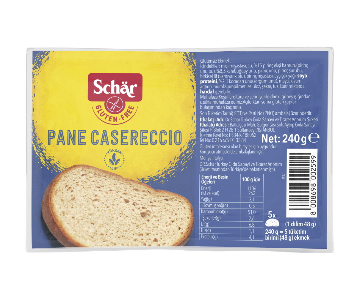 Schar Glütensiz Ev Ekmeği Pane Casereccıo 240 G