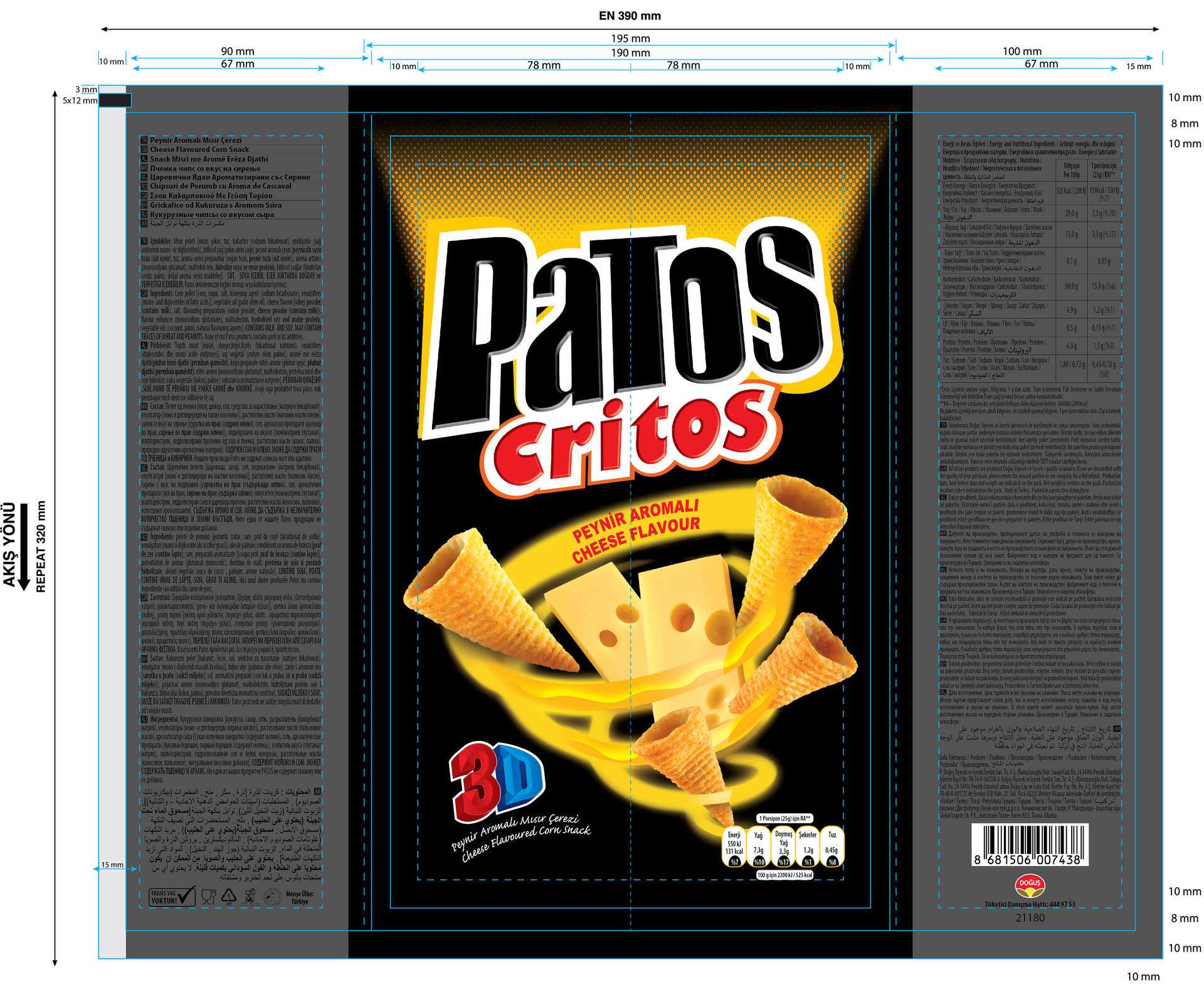 Patos Crıtos Peynir Aromalı Mısır Çerezi 115 G