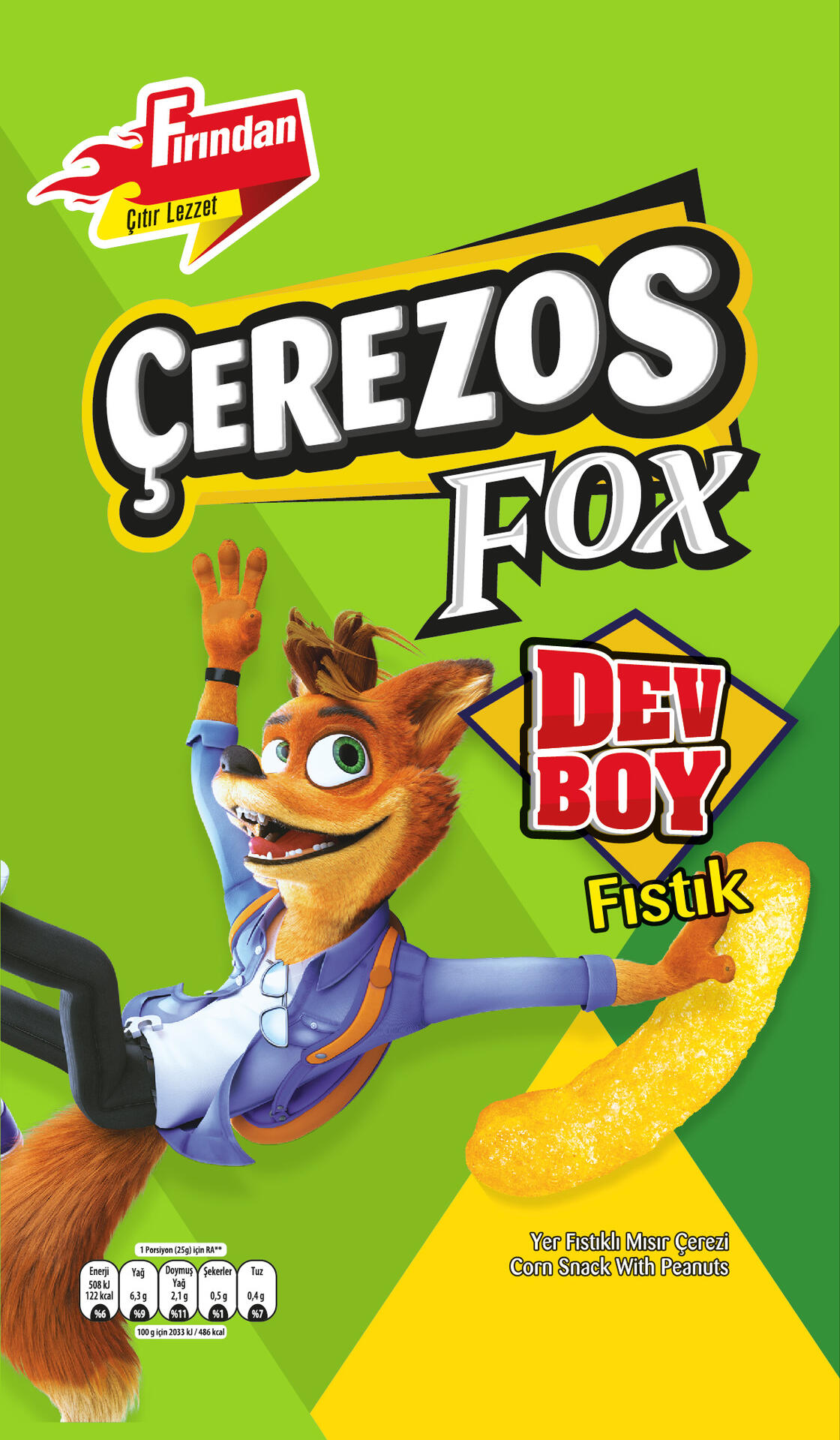 Çerezos Fox Dev Boy Fıstıklı Mısır Çerezi 150 G