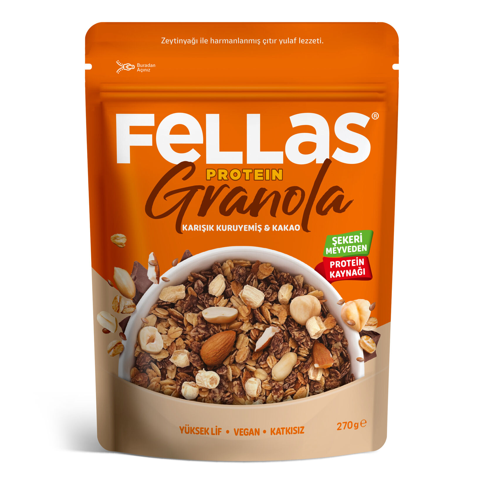 Fellas Vegan Prote.Granola Kar.K.Yemiş&Kakao 270G
