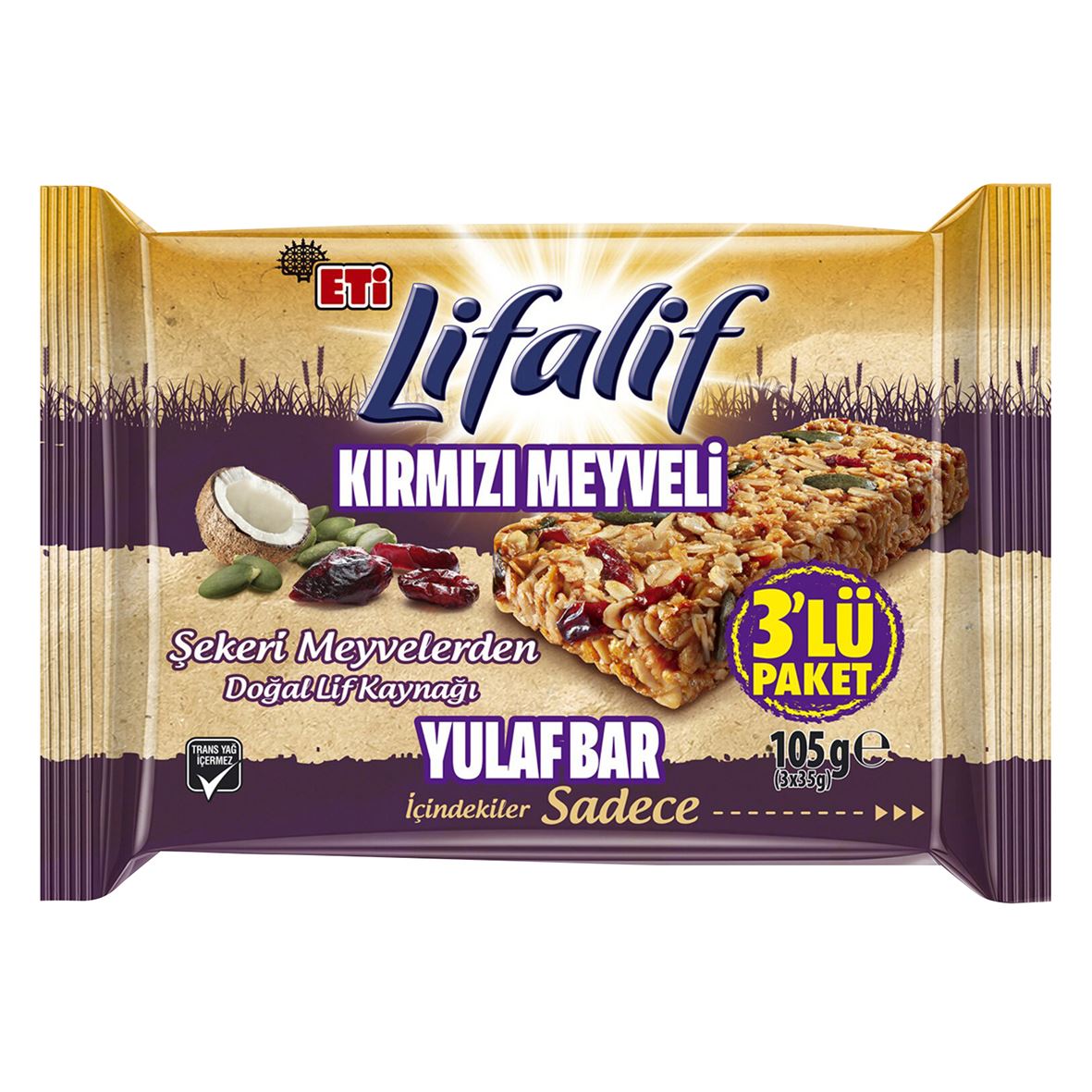 Eti Lifalif Kırmızı Meyveli 3Lü Yulaf Bar 105 G