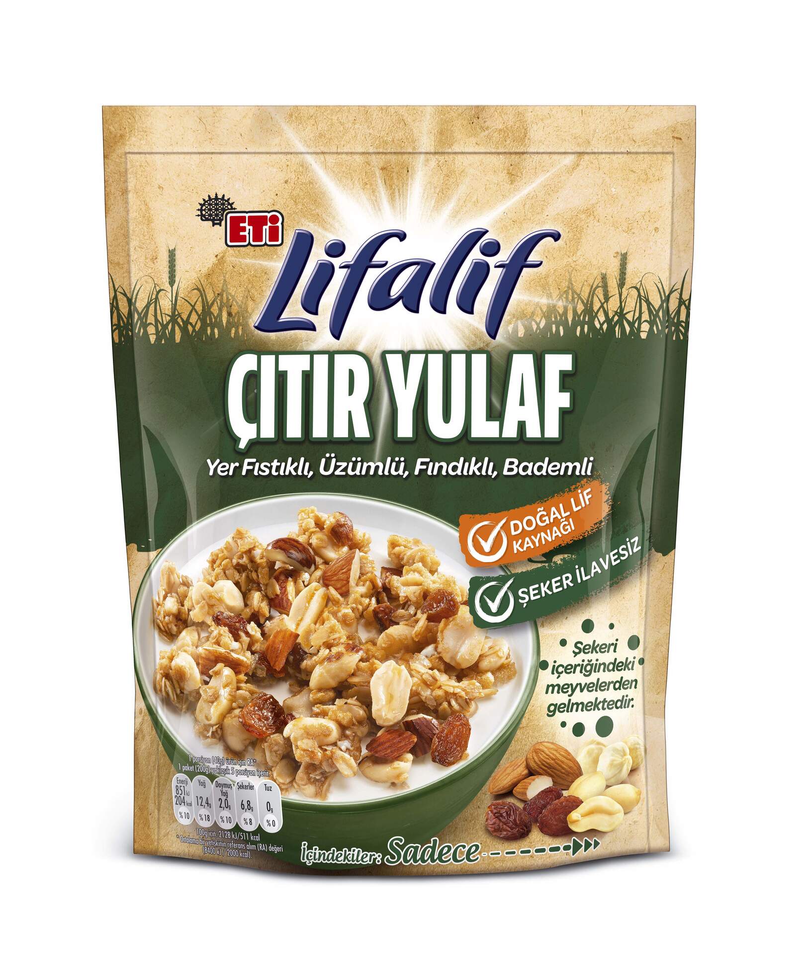Eti Lifalif Granola Yer Fıs.Üzüm Fındk Badem 200G