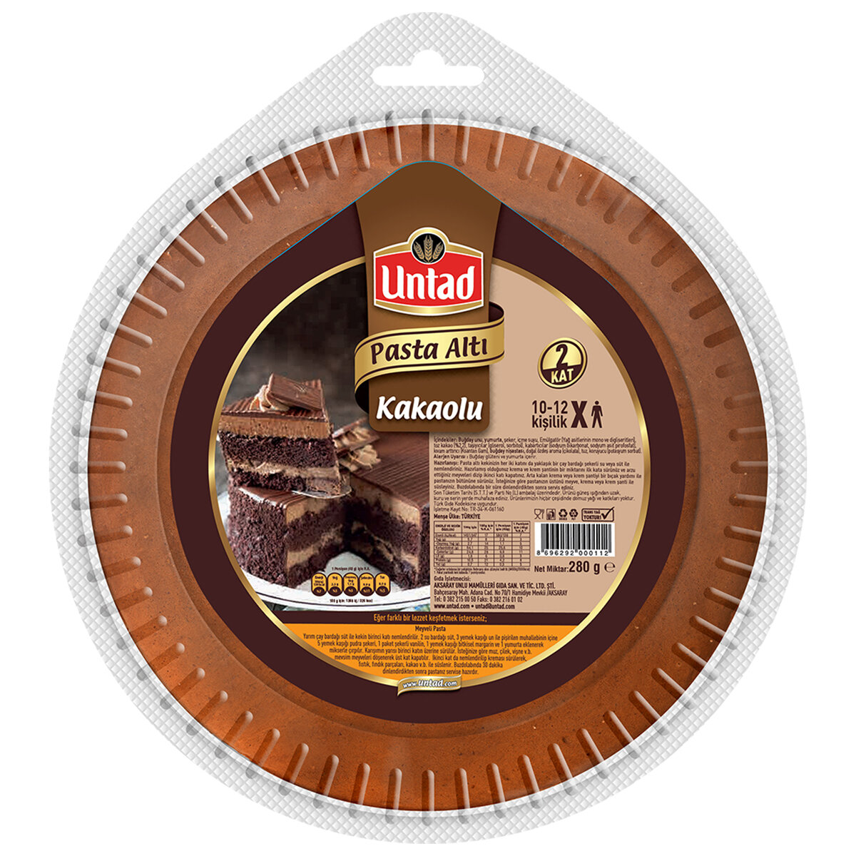Untad Pasta Altı Kek Kakaolu 250 Gr.