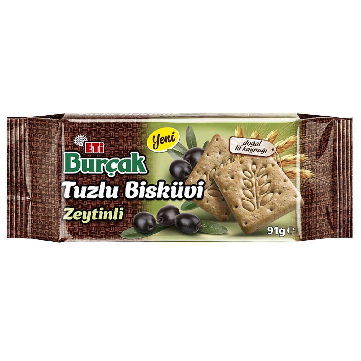 Eti Burçak Tam Buğ.Unlu Zeytinli Tuzlu Bisküvi 91G