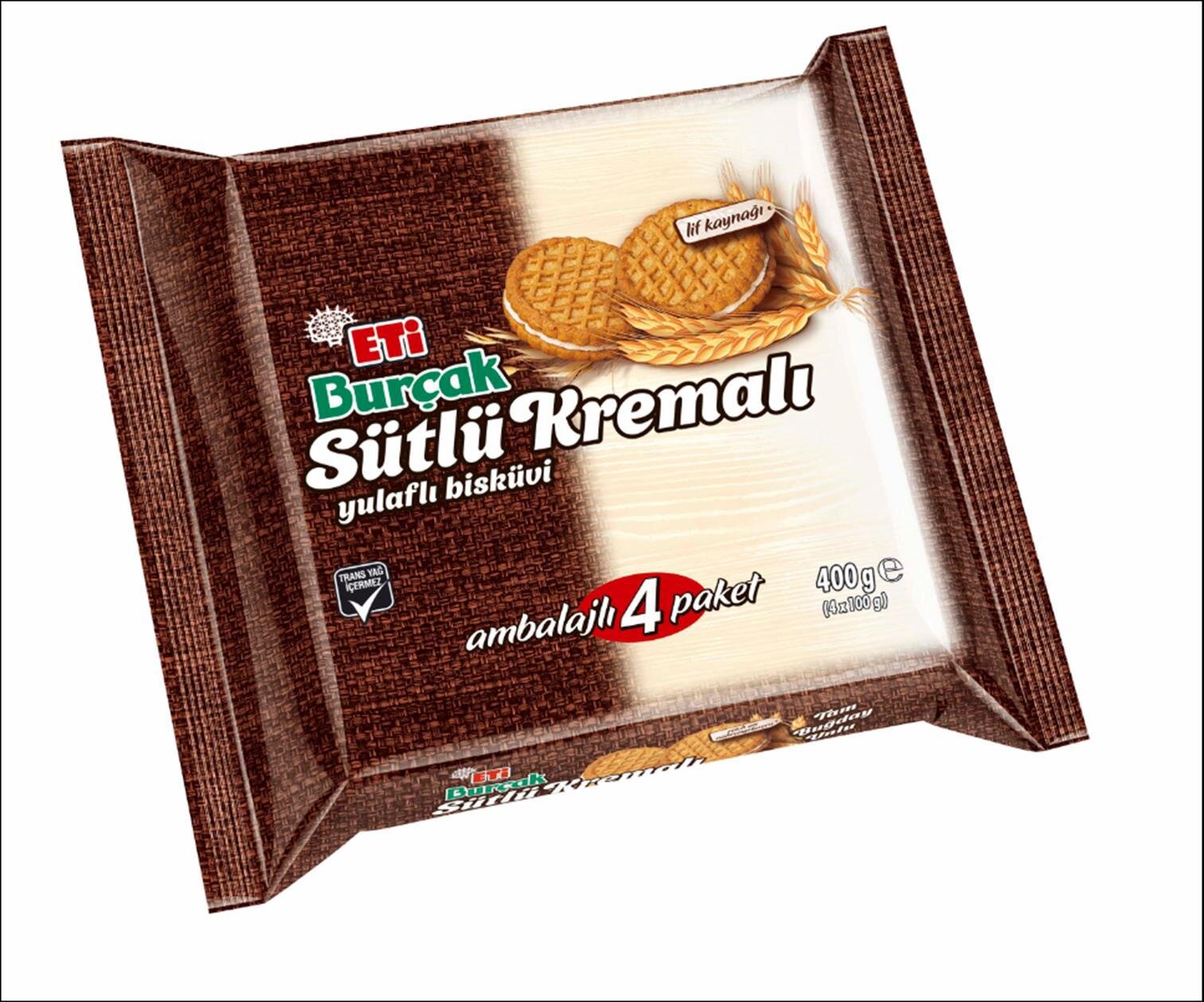 Eti Burçak Sütlü Kremalı Yulaflı Bisküvi 4Lü 400 G