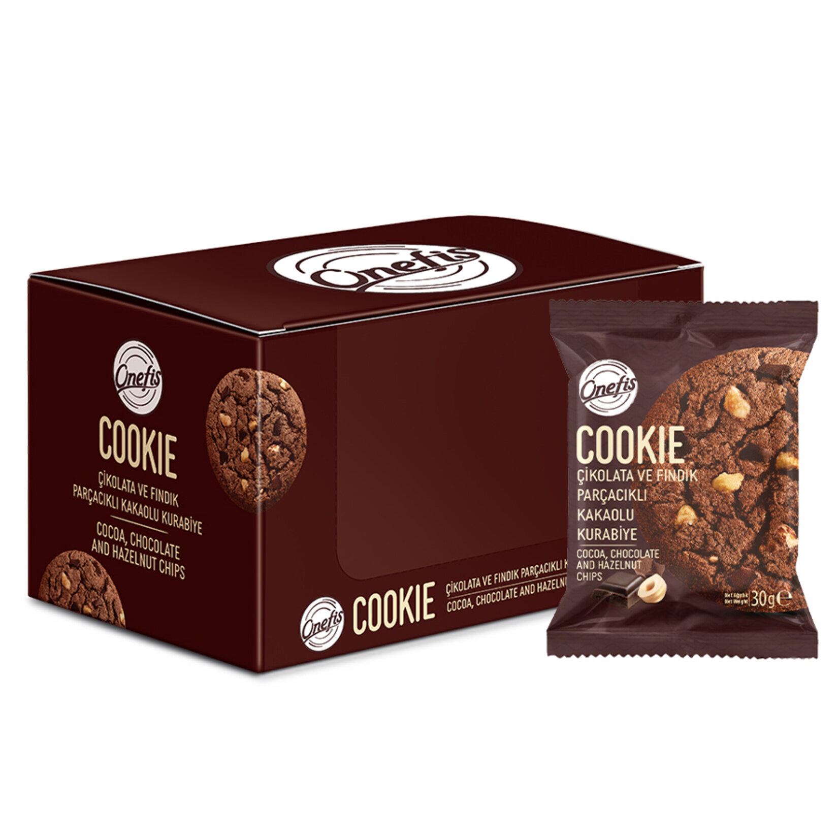 Onefis Çik.Ve Fınd.Parça.Kakaolu Kurabiye 12*30 G