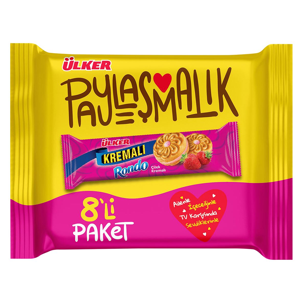Ülker Kremalı Rondo Çilekli Bisküvi 8X61g