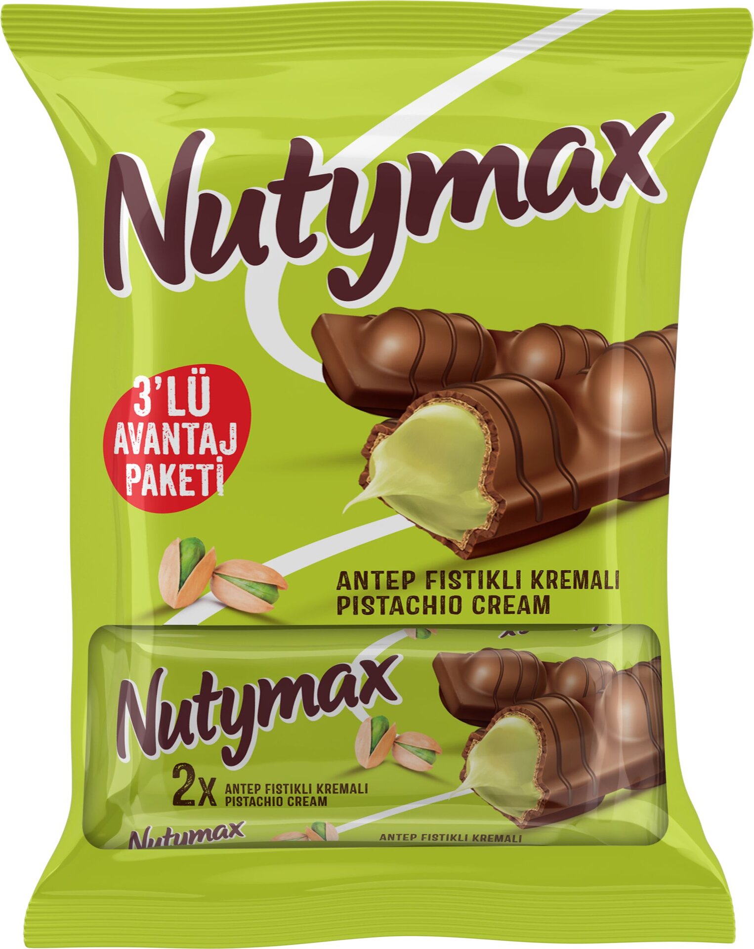 Nutymax Antep Fıstıklı Kremalı Gofret 3*44 G
