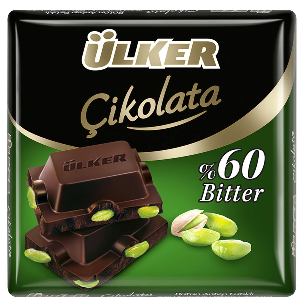 Ülker Bütün Antep Fıstıklı %60 Bitter Çikolata 65G