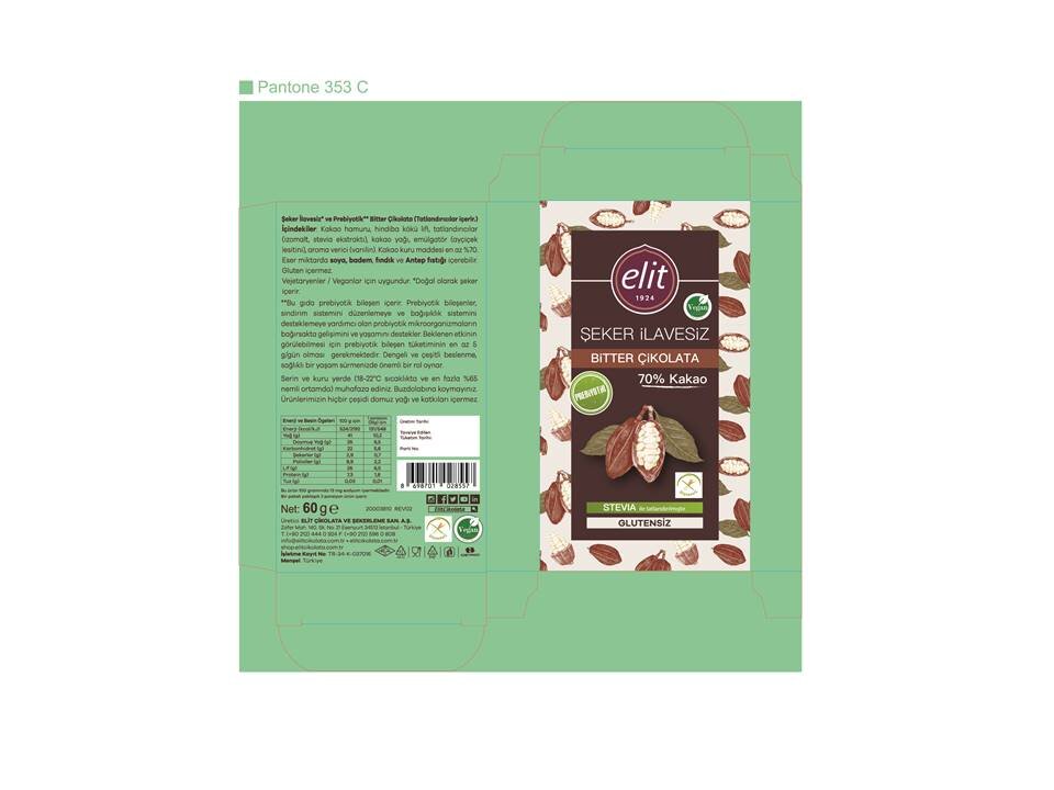 Elit Şeker İlavesiz Ve Prebiyotik Bitter Çik.60 G