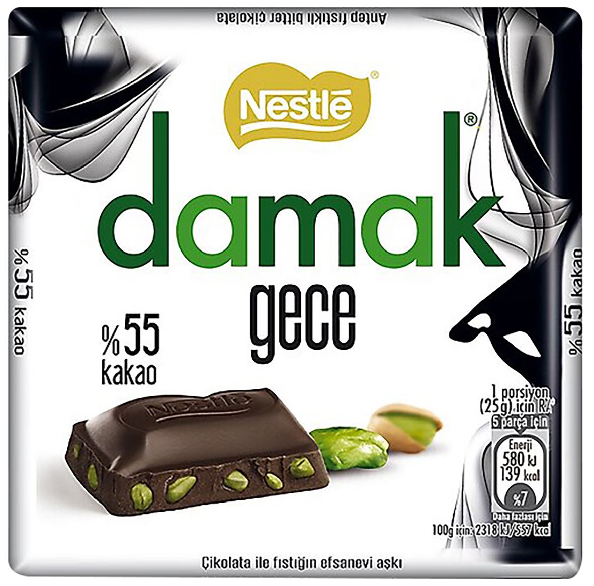 Nestle Damak Gece Ant.Fıstıklı Bitter Çikolata 60G
