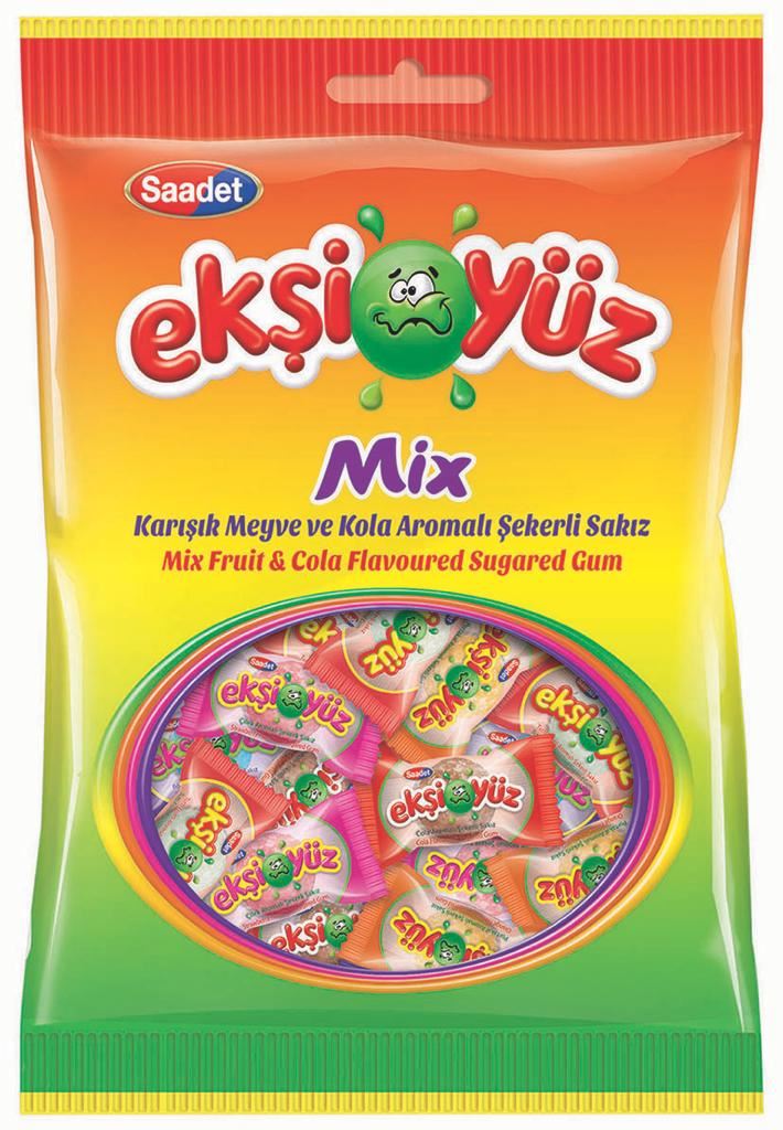 Ekşiyüz Mix Karş.Meyve Kola Arom.Şekerli Sakız 80G