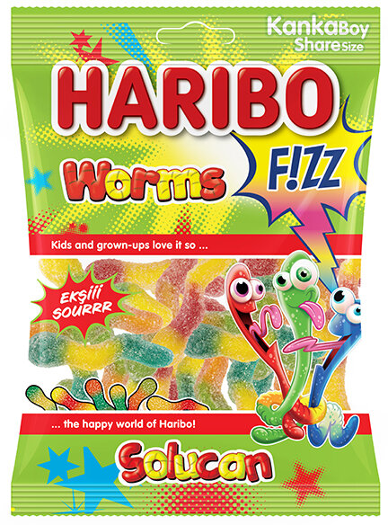 Haribo Ekşili Solucan Karış.Yumuşak Şekerleme 70 G