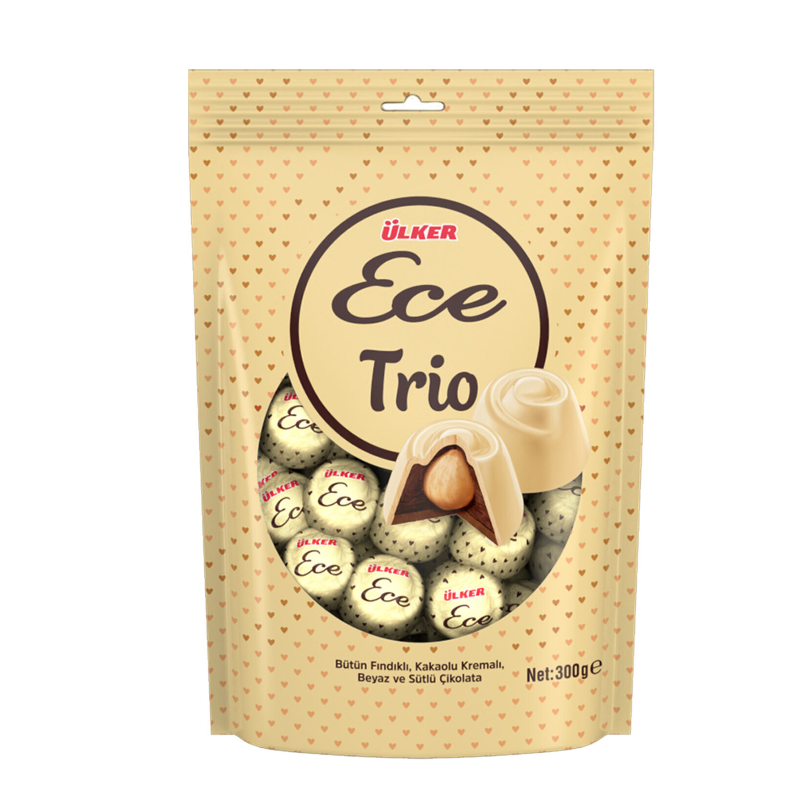 Ülker Ece Trio Bütün Fındıklı Beyaz&Sütlü Çik 300G