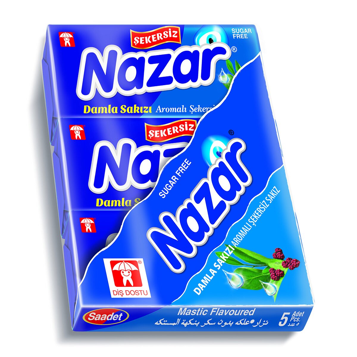 Nazar Damla Sakızı Aromalı Şekersiz Sakız 3Lü 21 G