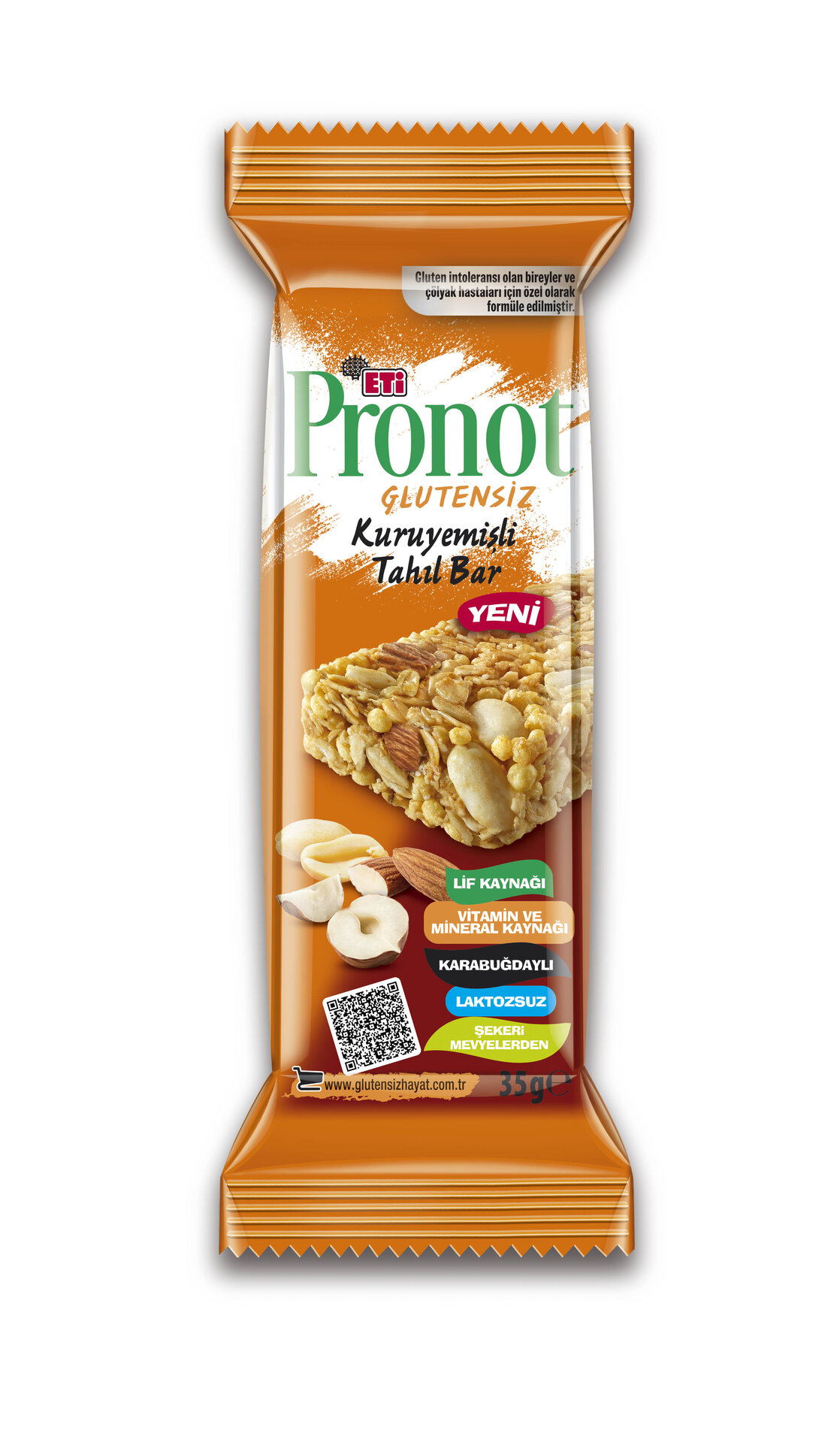 Eti Pronot Glutensiz Kuruyemişli Tahıl Bar 35 G