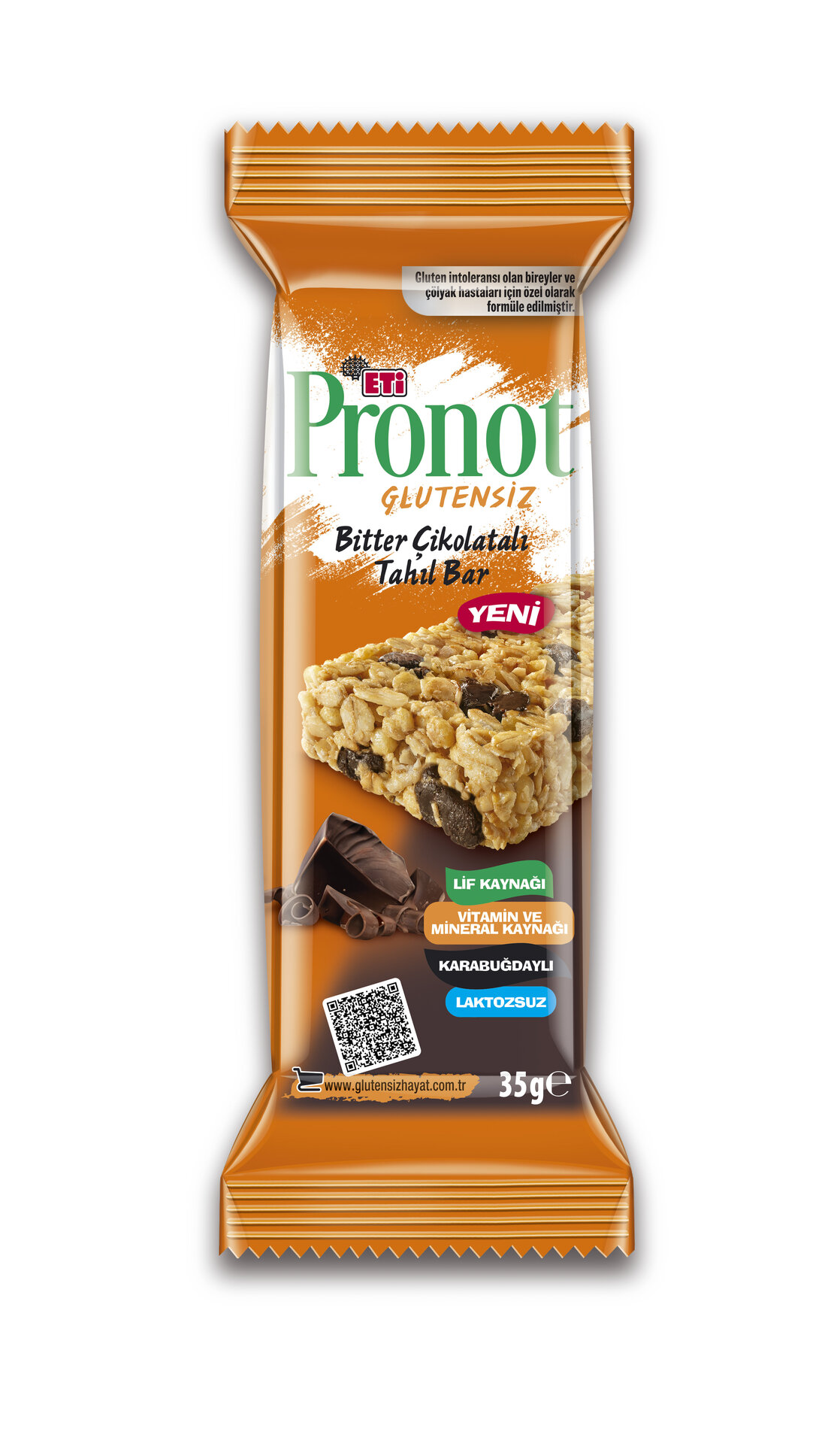 Eti Pronot Glutensiz Bitter Çikolata.Tahıl Bar 35G