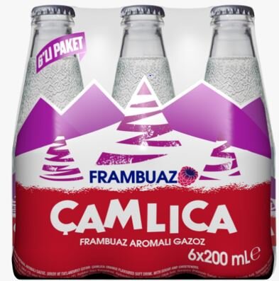 Çamlıca Frambuaz Aromalı Gazoz Cam Şişe 6X200 Ml