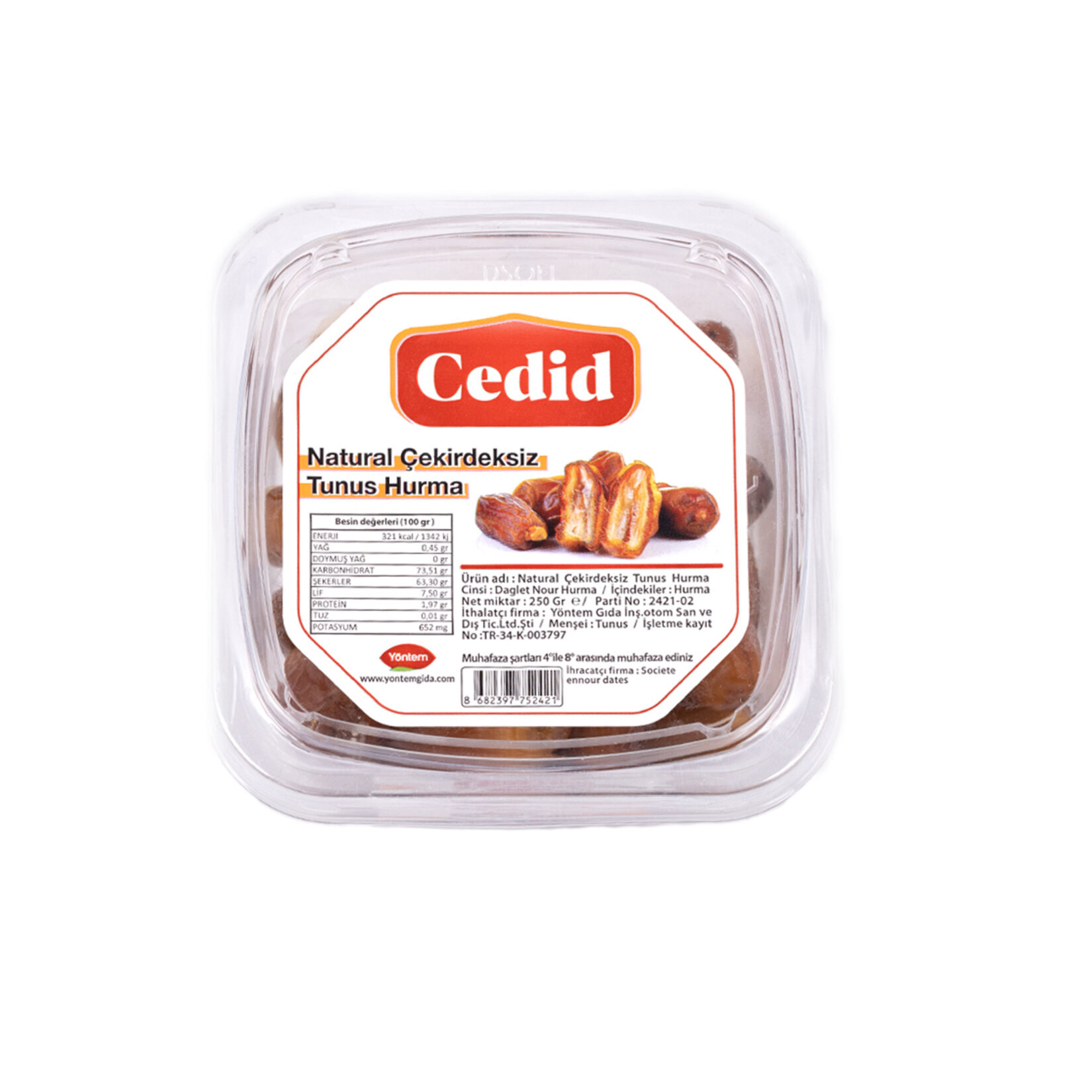 Cedid Natural Çekirdeksiz Tunus Hurma 250 G