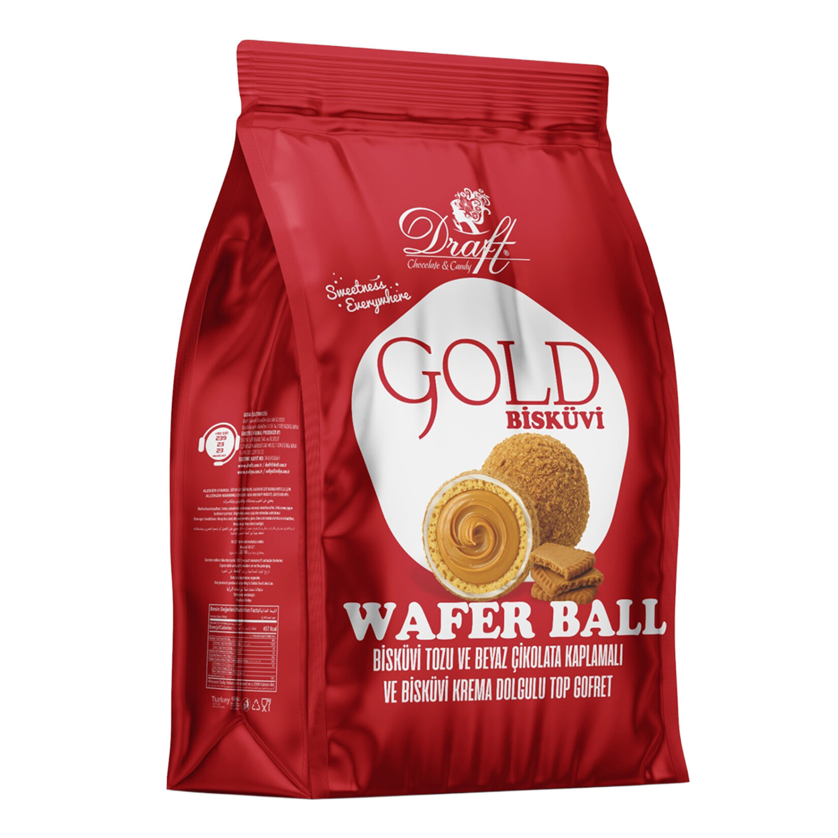 Draft Gold Bisküvi Kaplamalı Dolg.Top Gofret 150 G