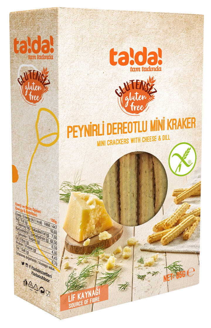 Tada Glutensiz Peynirli Dereotlu Mini Kraker 85 G