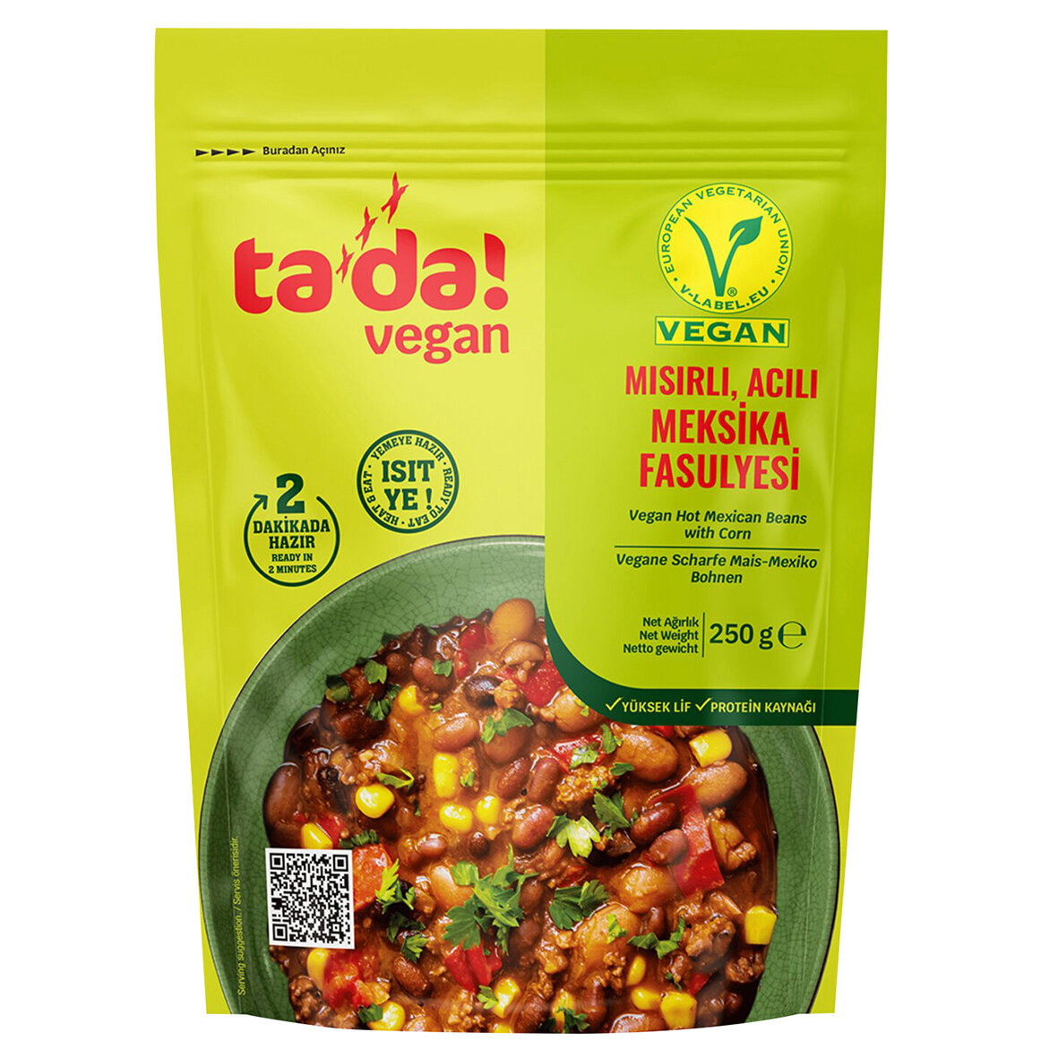 Tada Vegan Mısırlı Acılı Meksika Fasulyesi 250G