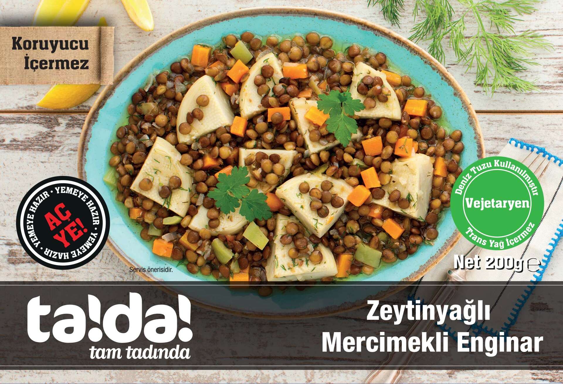 Tada Vegan Zeytinyağlı Mercimekli Enginar 200 G