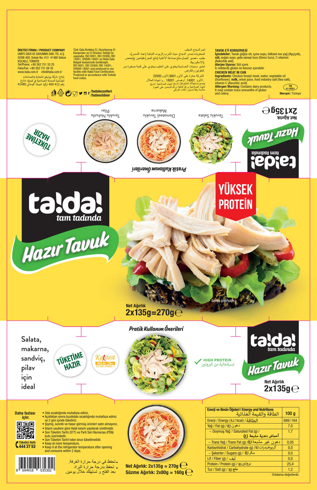 Tada Tavuk Fileto 2X135 G