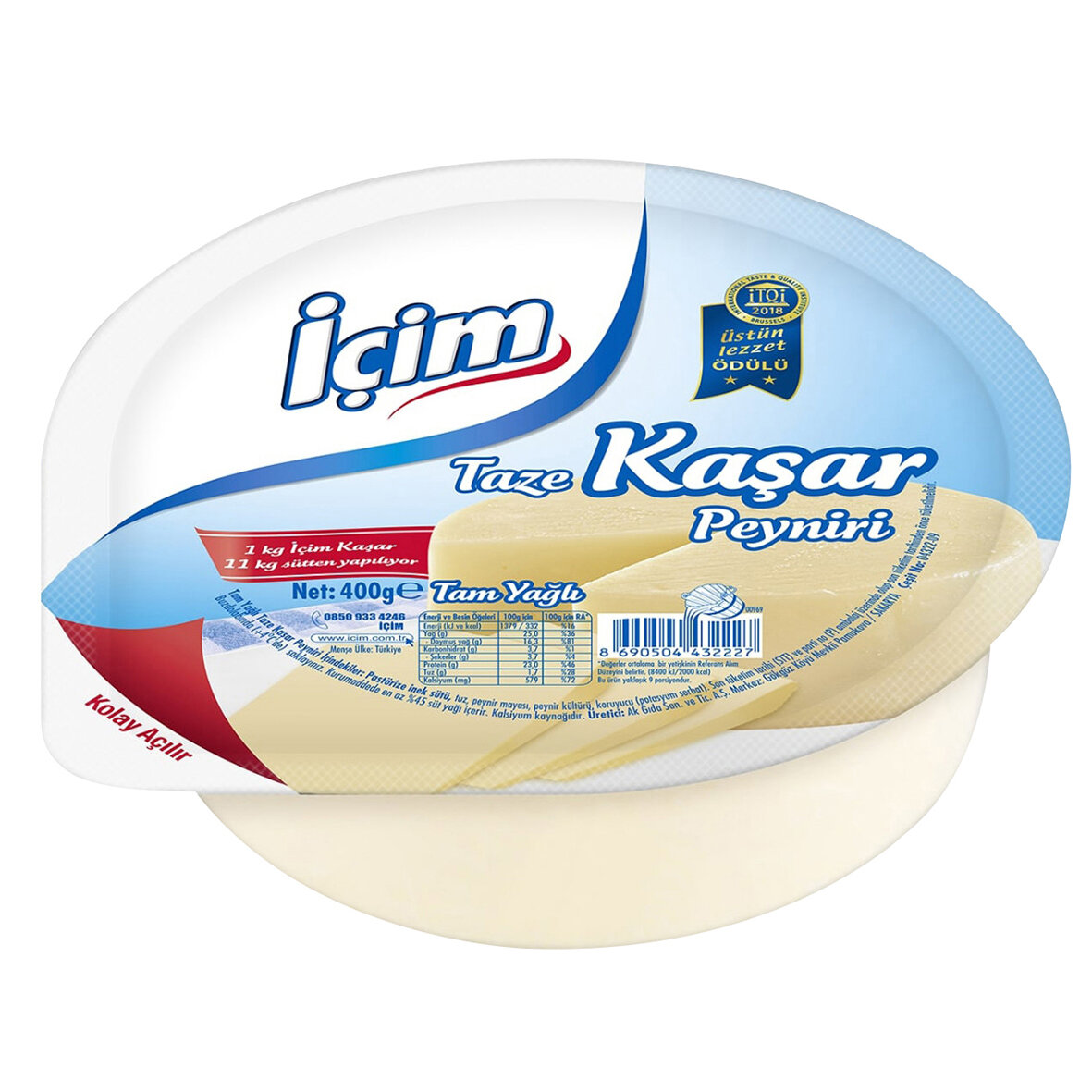 İçim Tam Yağlı Taze Kaşar Peyniri 400 G