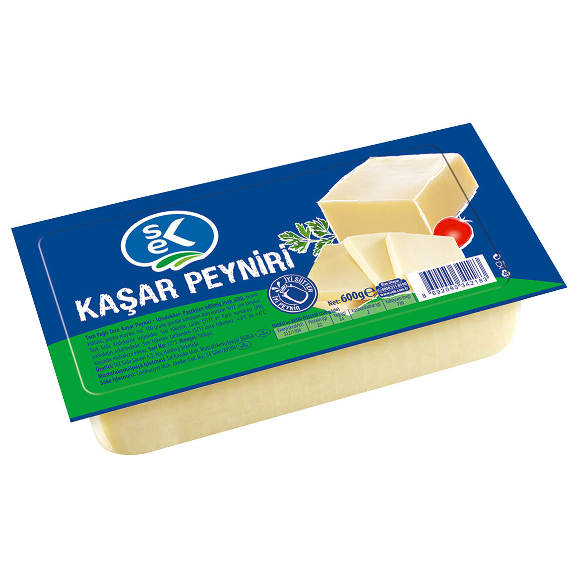Sek Tam Yağlı Taze Kaşar Peyniri 600 G