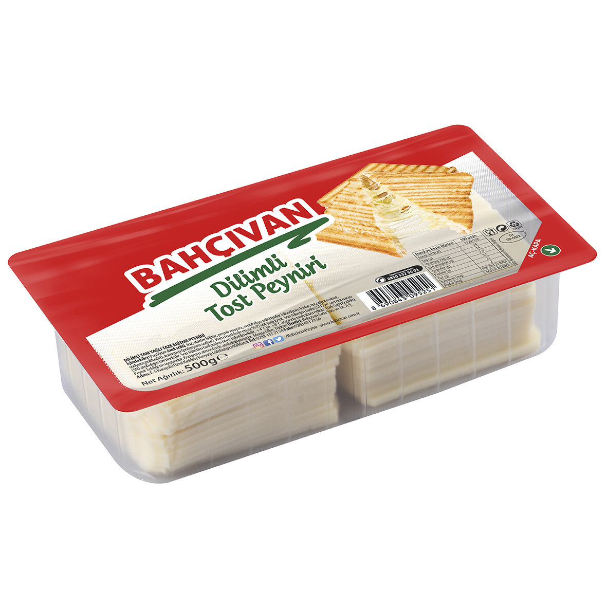 Bahçıvan Tam Yağlı Taze Dilimli Tost Peyniri 500G.