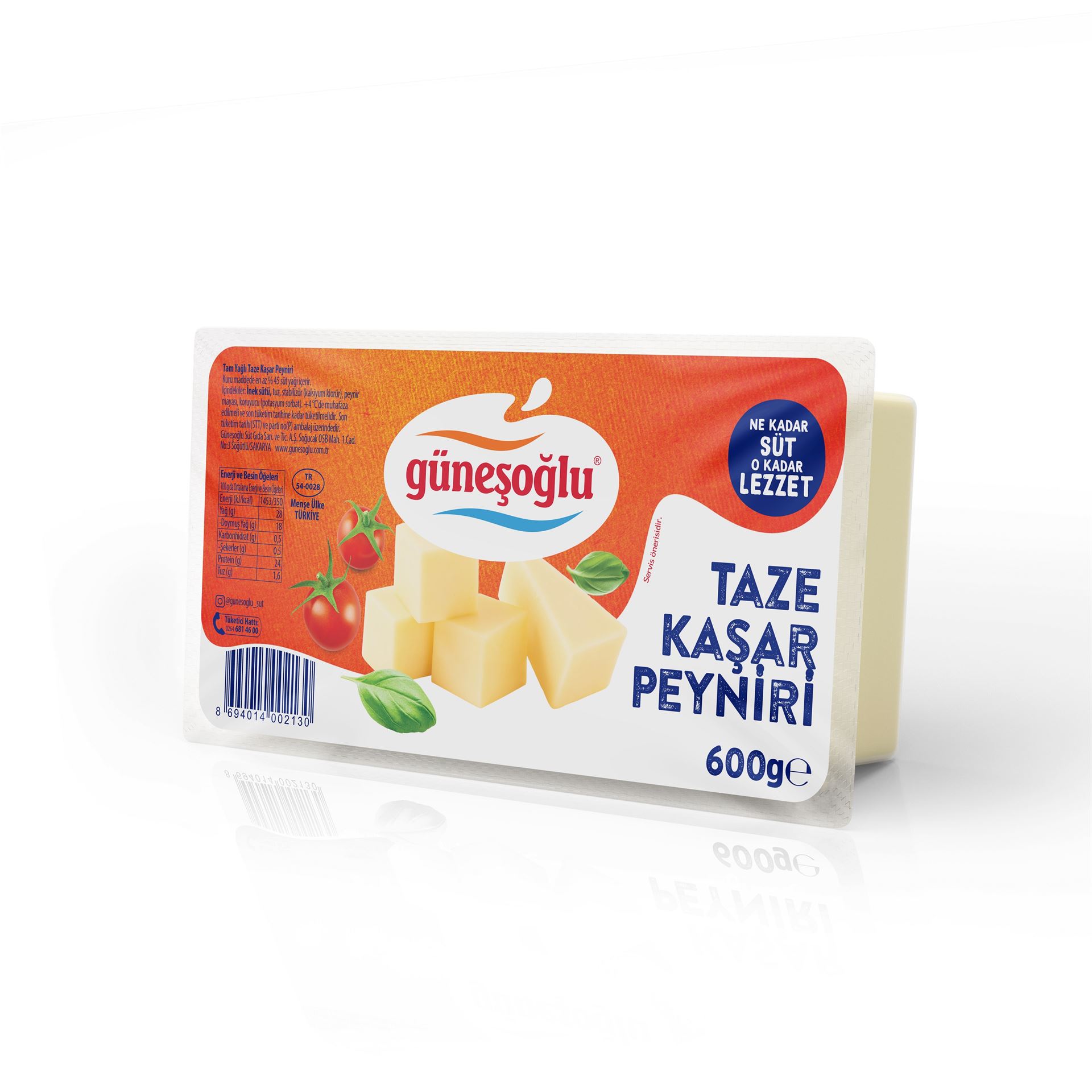 Güneşoğlu Tam Yağlı Kaşar Peyniri 600 Gr