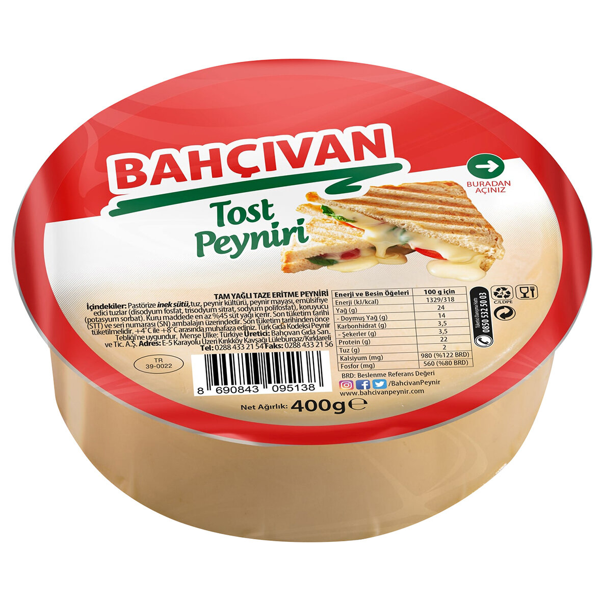 Bahçıvan Tam Yağlı Eritme Peyniri 400 G