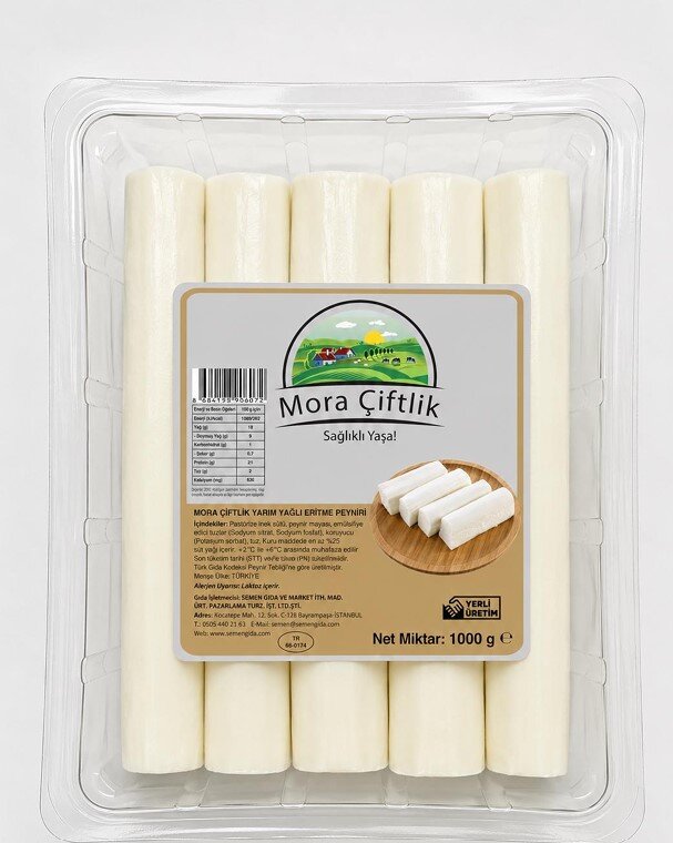Mora Çiftlik Yarım Yağlı Eritme Peyniri Dillim Kg