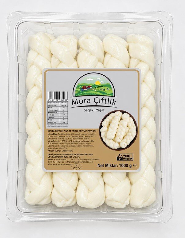 Mora Çiftlik Yarım Yağlı Eritme Peyniri Örgülüm Kg