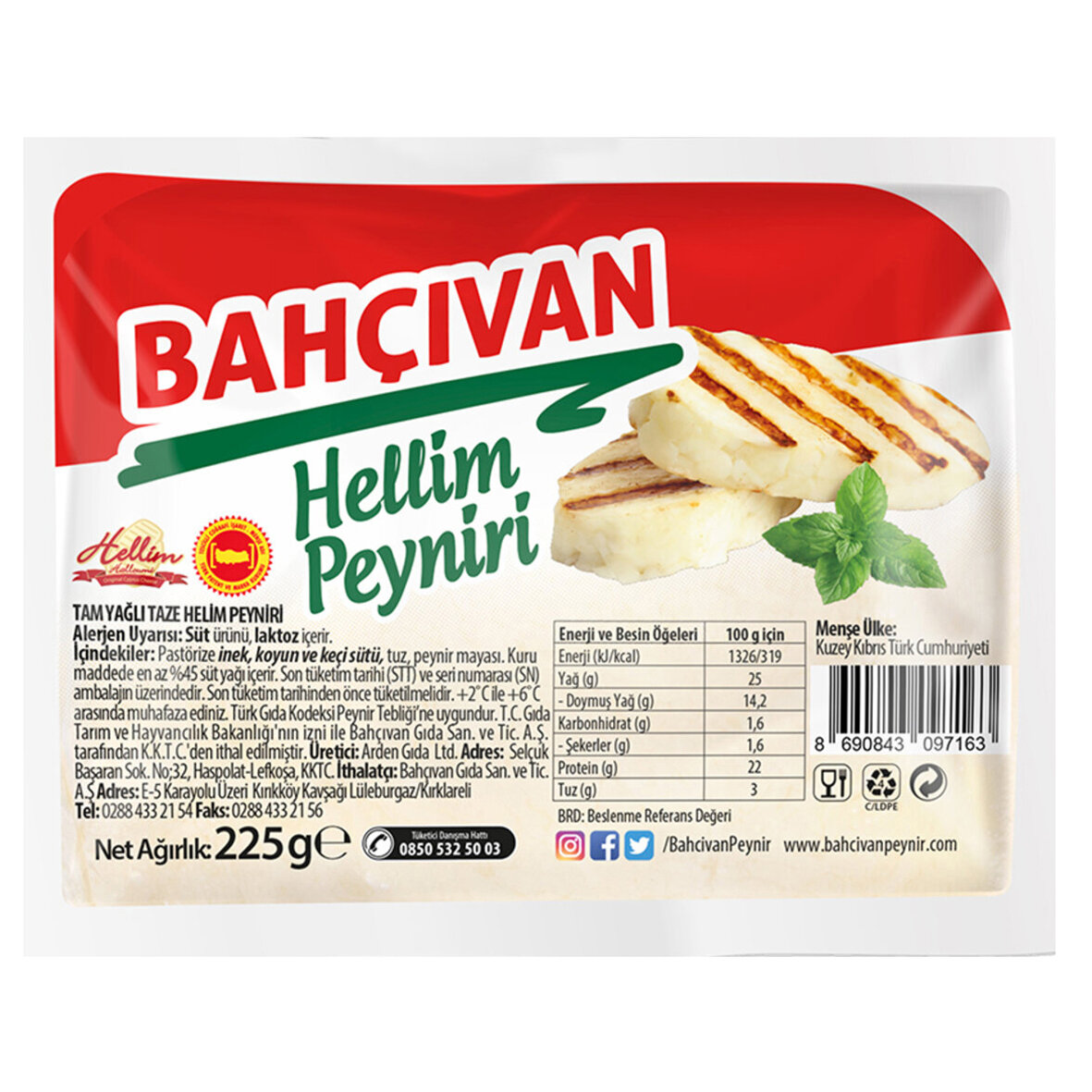 Bahçıvan Hellim Peyniri 225G