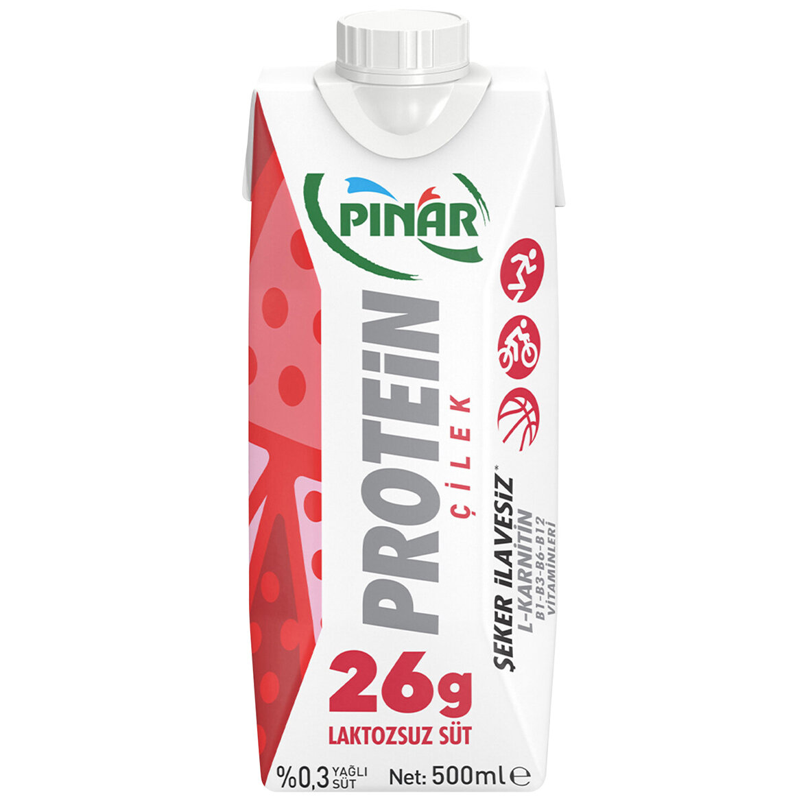 Pınar Laktozsuz Proteinli Çilekli Süt 500Ml