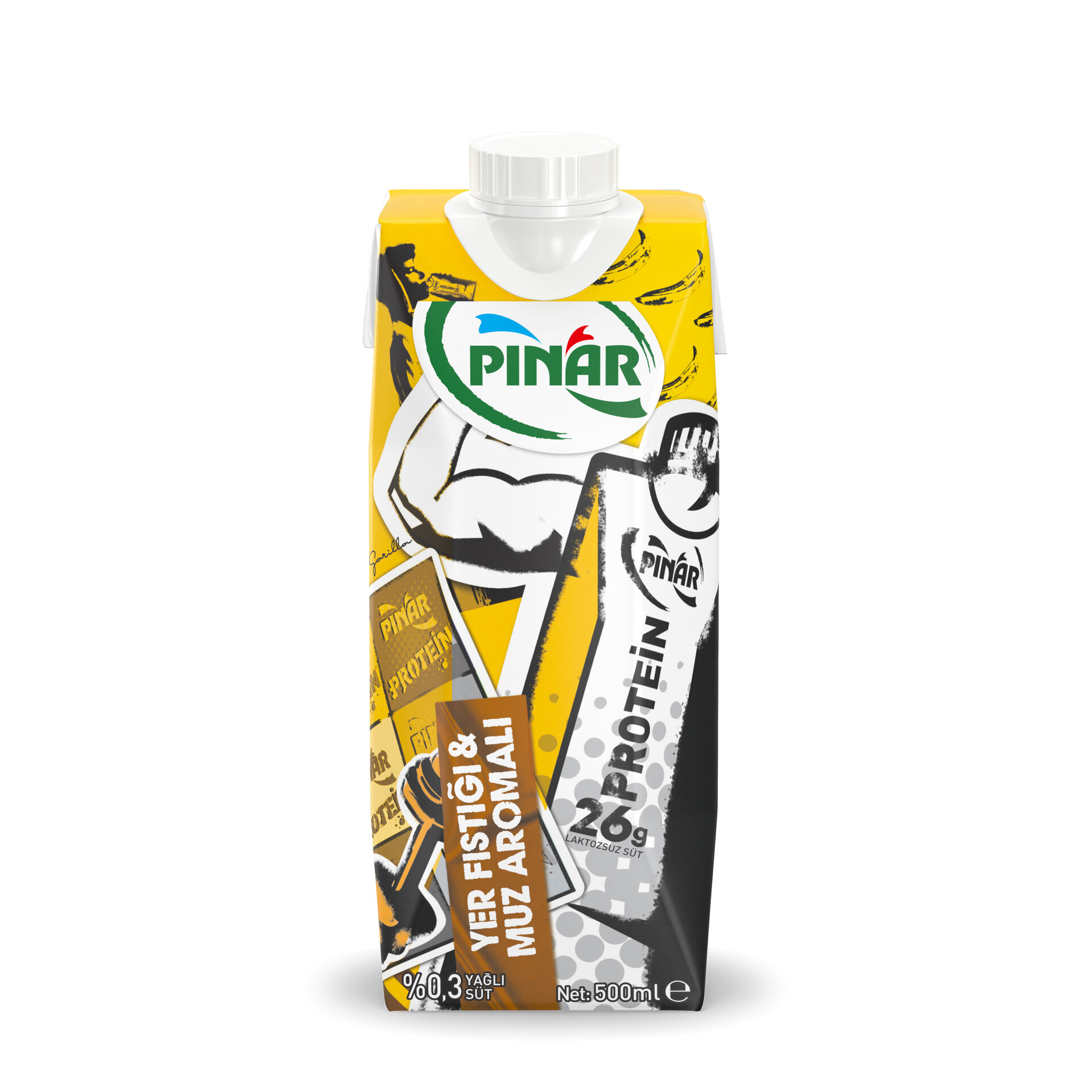 Pınar Proteın Yer Fıstığı&Muz Aromalı Süt 500Ml