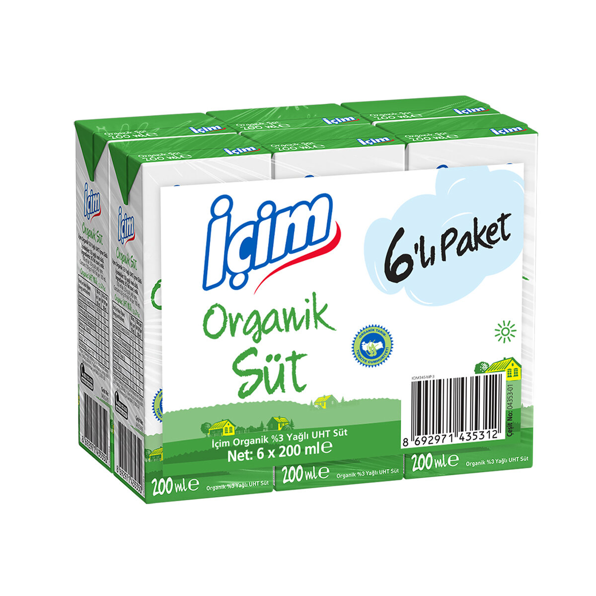 İçim Organik Süt 6X200 Ml