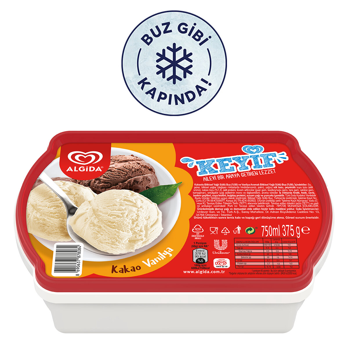 Algida Keyif Kakao Vanilya 750 Ml