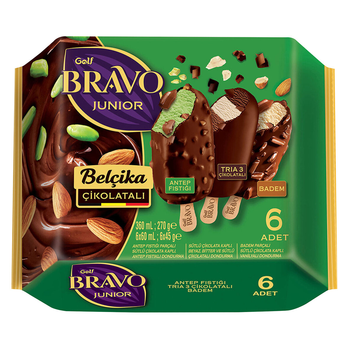 Golf Bravo Junıor Trıa Antep Badem 6 Lı Pkt.360 Ml